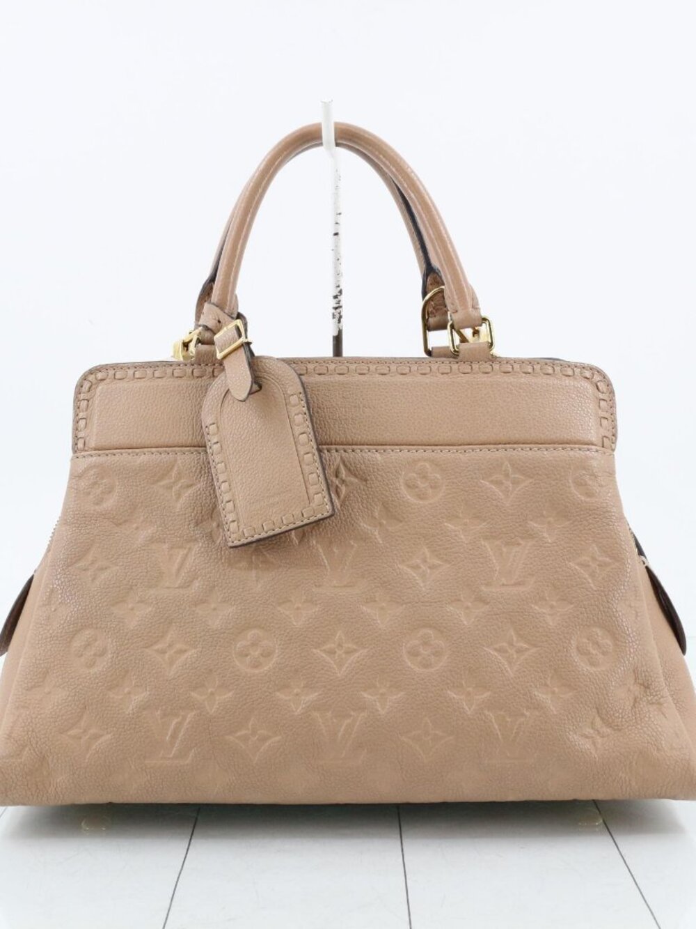 Louis Vuitton Beige Monogram Embossed Leather Satchel